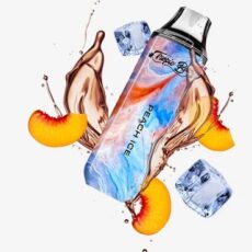 Tropic Bar Peach Ice 10000 puffs, 50mg, 20ml tank that offers a juicy ripe peach flavour with a touch of ice, a taste of paradise in every puff.
